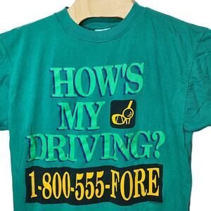 Vintage Men's Golf Humor T-Shirt How's My Driving Large L
